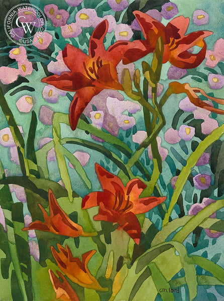 Lily Aster, California art by Carolyn Lord. HD giclee art prints for sale at CaliforniaWatercolor.com - original California paintings, & premium giclee prints for sale