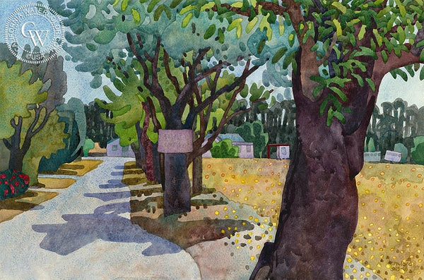 Private Road, 1998, California art by Carolyn Lord. HD giclee art prints for sale at CaliforniaWatercolor.com - original California paintings, & premium giclee prints for sale