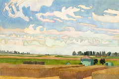 September Skies in Ryde, 1990, California art by Carolyn Lord. HD giclee art prints for sale at CaliforniaWatercolor.com - original California paintings, & premium giclee prints for sale