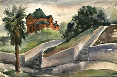 Charles Keck - Bunker Hill, c. 1940's, California art, original California watercolor art for sale - CaliforniaWatercolor.com