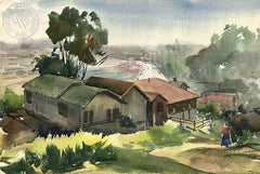 Charles Keck - Freeway Home, c. 1940's, California art, original California watercolor art for sale - CaliforniaWatercolor.com