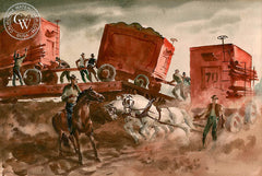 Loading the Circus, 1935, California art by Charles Payzant. HD giclee art prints for sale at CaliforniaWatercolor.com - original California paintings, & premium giclee prints for sale