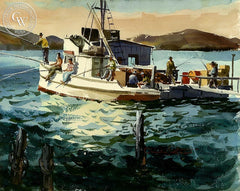 The Fishermen, California art by Charles Payzant. HD giclee art prints for sale at CaliforniaWatercolor.com - original California paintings, & premium giclee prints for sale