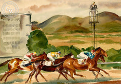 The Horse Race, California art by Charles Payzant. HD giclee art prints for sale at CaliforniaWatercolor.com - original California paintings, & premium giclee prints for sale