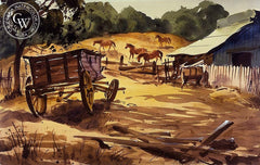 The Wagon, 1930, California art by Charles Payzant. HD giclee art prints for sale at CaliforniaWatercolor.com - original California paintings, & premium giclee prints for sale
