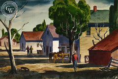 Two Horse Town, c. 1939, California art by Charles Payzant. HD giclee art prints for sale at CaliforniaWatercolor.com - original California paintings, & premium giclee prints for sale