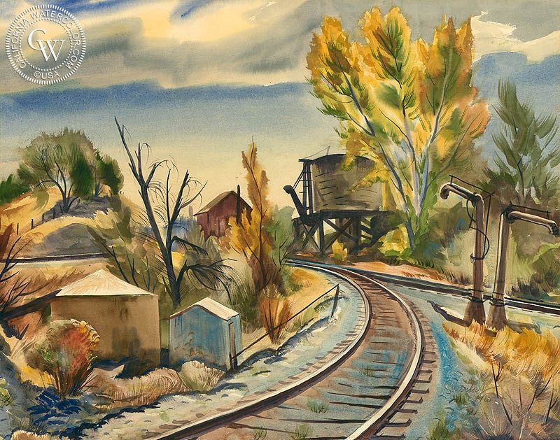 Acton, California, 1960, watercolor painting by Charles Surendorf  (American art). Fine art giclée print reproduction by California Watercolor for wall decor.