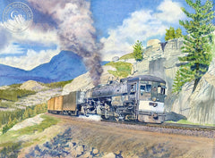 Westbound at Yuba Pass, California art by Chris Oldham. HD giclee art prints for sale at CaliforniaWatercolor.com - original California paintings, & premium giclee prints for sale