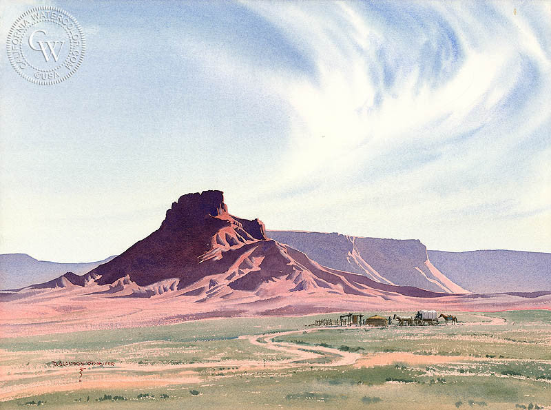 Windswept Valley, watercolor painting by D. Alanson Spencer  (American art). Fine art giclée print reproduction by California Watercolor for wall decor.
