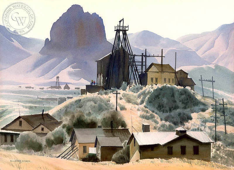 Oatman, Arizona, watercolor painting by D. Alanson Spencer  (American art). Fine art giclée print reproduction by California Watercolor for wall decor.