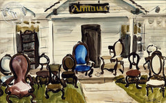 Old Friends, 1938, California art by Dan Lutz. HD giclee art prints for sale at CaliforniaWatercolor.com - original California paintings, & premium giclee prints for sale
