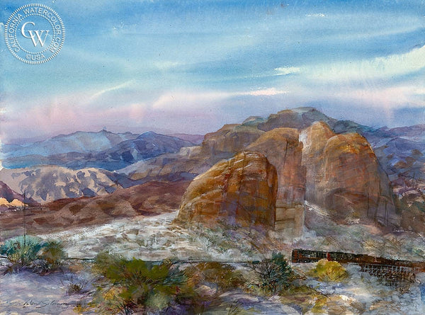 Desert Hilltop, California art by David Solomon. HD giclee art prints for sale at CaliforniaWatercolor.com - original California paintings, & premium giclee prints for sale