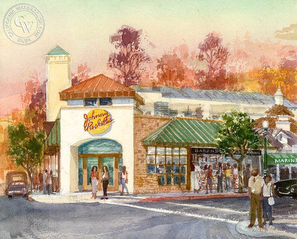 Johnny Rockets, California art by David Solomon. HD giclee art prints for sale at CaliforniaWatercolor.com - original California paintings, & premium giclee prints for sale