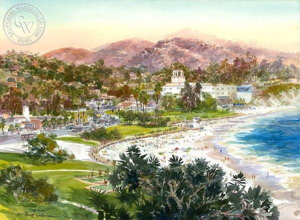 Catalina Casino, California art by David Solomon. HD giclee art prints for sale at CaliforniaWatercolor.com - original California paintings, & premium giclee prints for sale
