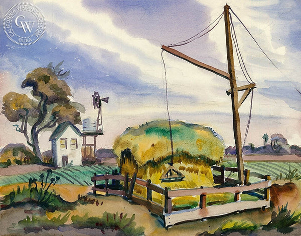 Don David - Sacramento Valley, 1938, California art, original California watercolor art for sale - CaliforniaWatercolor.com