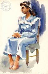 Don David - The Model in Loren Barton's Class, 1946, California art, original California watercolor art for sale, fine art print for sale, giclee watercolor print - CaliforniaWatercolor.com