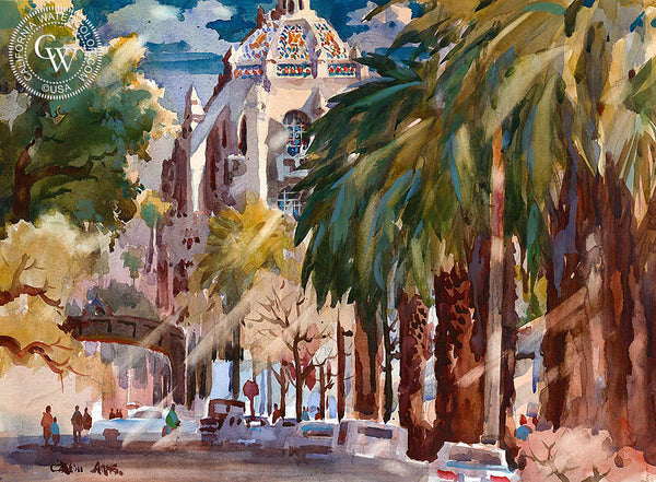 Don O'Neill - Mission Inn, Riverside, c. 1970's - California watercolor art - Californiawatercolor.com
