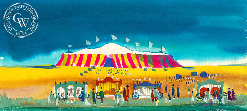 tent painting Circus Tent, 1963, a watercolor painting by Dong Kingman – California Watercolor