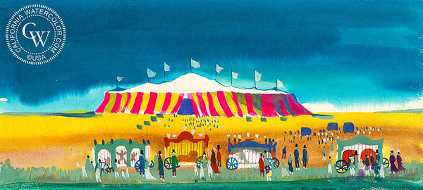Circus Tent, 1963, from the movie Circus World starring John Wayne, California art by Dong Kingman. HD giclee art prints for sale at CaliforniaWatercolor.com - original California paintings, & premium giclee prints for sale