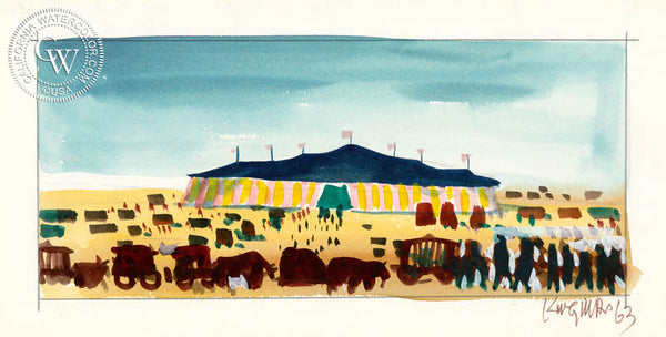 Circus Valley, 1963, from the movie Circus World starring John Wayne, California art by Dong Kingman. HD giclee art prints for sale at CaliforniaWatercolor.com - original California paintings, & premium giclee prints for sale