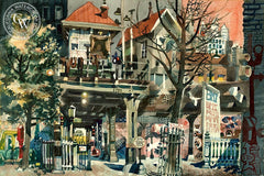 End of the El, 1955, California art by Dong Kingman. HD giclee art prints for sale at CaliforniaWatercolor.com - original California paintings, & premium giclee prints for sale