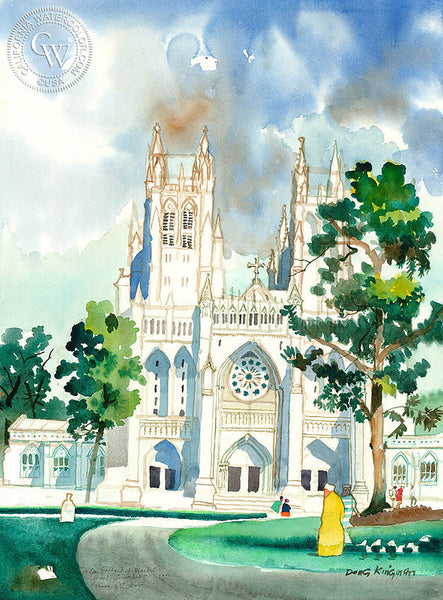 Father Meisel's Church, 1967, California art by Dong Kingman. HD giclee art prints for sale at CaliforniaWatercolor.com - original California paintings, & premium giclee prints for sale