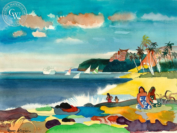 Hawaiian Women, 1973, California art by Dong Kingman. HD giclee art prints for sale at CaliforniaWatercolor.com - original California paintings, & premium giclee prints for sale