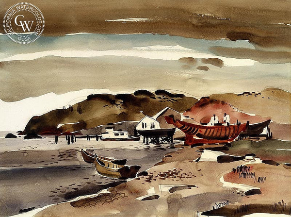 The Red Boat, c. 1939, California art by Dong Kingman. HD giclee art prints for sale at CaliforniaWatercolor.com - original California paintings, & premium giclee prints for sale