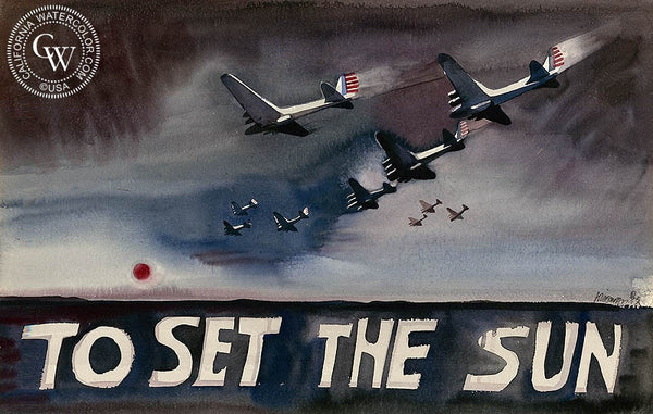 To Set the Sun, c. 1940's, California art by Dong Kingman. HD giclee art prints for sale at CaliforniaWatercolor.com - original California paintings, & premium giclee prints for sale