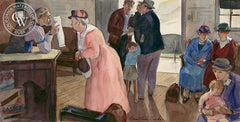 Train Station, c. 1930s, California art by Dorothea Cooke (Gramatky). HD giclee art prints for sale at CaliforniaWatercolor.com - original California paintings, & premium giclee prints for sale