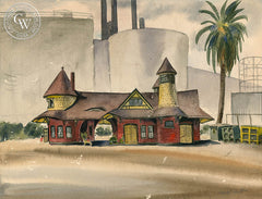 Lamanda Park, 1948, art by Duval Eliot, California artist, Californiawatercolor.com