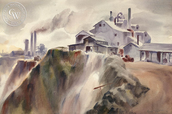 Los Angeles, 1939, art by Duval Eliot, California artist, Californiawatercolor.com