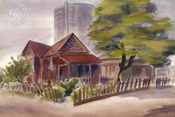 Signal Hill Homestead, 1939, art by Duval Eliot, California artist, Californiawatercolor.com