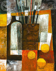 Still Life Abstract in Red and Yellow, art by Duval Eliot, California artist, Californiawatercolor.com