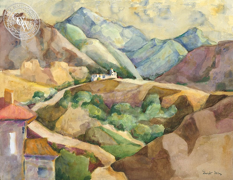 Country Road, watercolor painting by Dwight Strong  (American art). Fine art giclée print reproduction by California Watercolor for wall decor.