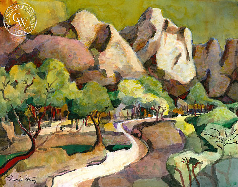 Four O'Clock Fest, Arizona, watercolor painting by Dwight Strong  (American art). Fine art giclée print reproduction by California Watercolor for wall decor.