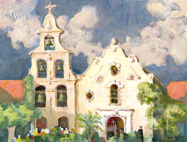 Dwight Strong - Mission San Diego, California artist. Original watercolor art for sale, giclee art print for sale - californiawatercolor.com
