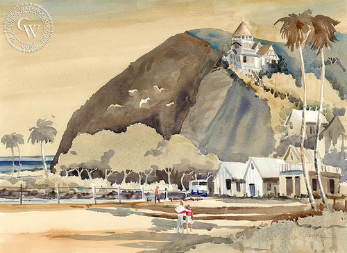 A Catalina Evening, watercolor painting by Ed Kelly  (American art). Fine art giclée print reproduction by California Watercolor for wall decor.