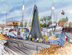Days End, San Pedro Harbor, California art by Ed Kelly. HD giclee art prints for sale at CaliforniaWatercolor.com - original California paintings, & premium giclee prints for sale