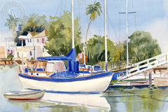 Newport Beach, Balboa Island, California art by Ed Kelly. HD giclee art prints for sale at CaliforniaWatercolor.com - original California paintings, & premium giclee prints for sale