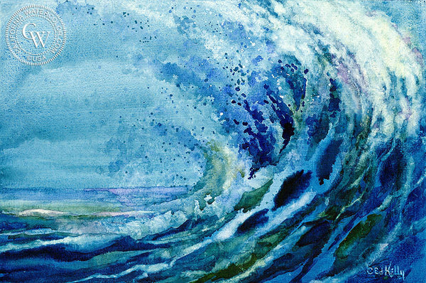 Ocean Wave Spray, California art by Ed Kelly. HD giclee art prints for sale at CaliforniaWatercolor.com - original California paintings, & premium giclee prints for sale