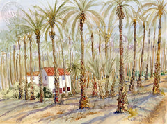 Palm Desert Date Farm, California art by Ed Kelly. HD giclee art prints for sale at CaliforniaWatercolor.com - original California paintings, & premium giclee prints for sale
