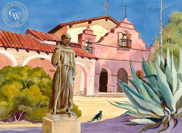 Mission San Antonio de Padua, California art by Ed Kelly. HD giclee art prints for sale at CaliforniaWatercolor.com - original California paintings, & premium giclee prints for sale