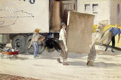 Moving Day, 1935, California art by Elmer Plummer. HD giclee art prints for sale at CaliforniaWatercolor.com - original California paintings, & premium giclee prints for sale