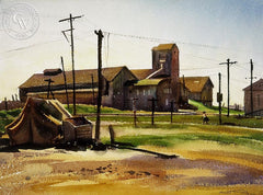 Granary, 1939, California art by Emil Kosa Jr.. HD giclee art prints for sale at CaliforniaWatercolor.com - original California paintings, & premium giclee prints for sale