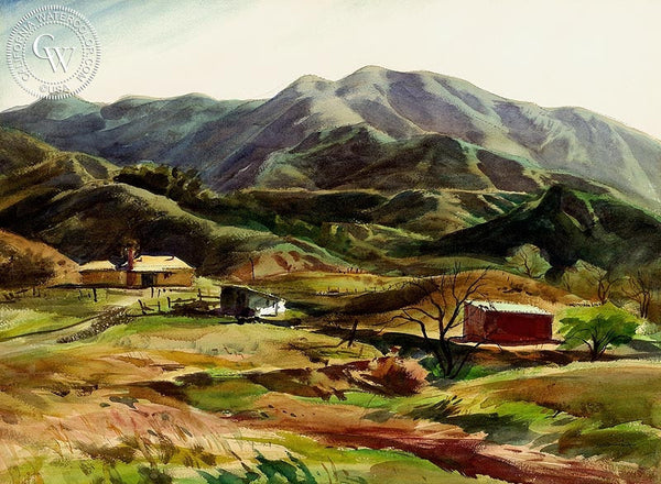 Majesty of Hills, California art by Emil Kosa Jr.. HD giclee art prints for sale at CaliforniaWatercolor.com - original California paintings, & premium giclee prints for sale