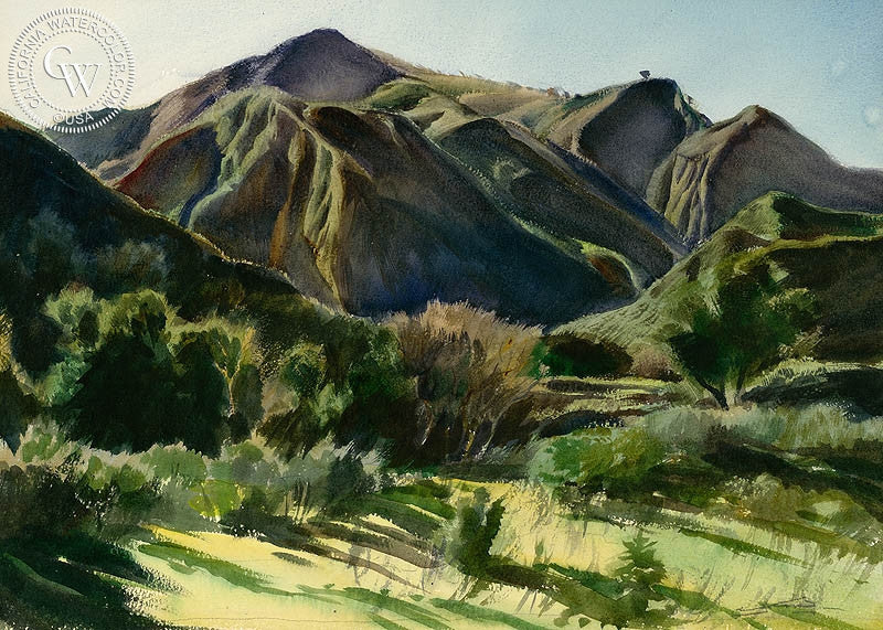 Sculptured by God's Hand, watercolor painting by Emil Kosa Jr.  (American art). Fine art giclée print reproduction by California Watercolor for wall decor.