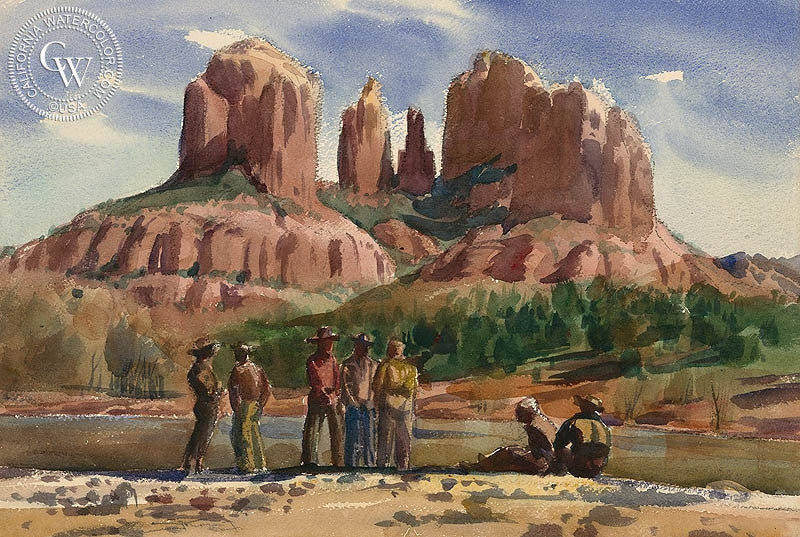 Sedona #3, watercolor painting by Emil Kosa Jr.  (American art). Fine art giclée print reproduction by California Watercolor for wall decor.