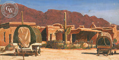 Adobe with Wagons, California art by Frank J. Gavencky. HD giclee art prints for sale at CaliforniaWatercolor.com - original California paintings, & premium giclee prints for sale