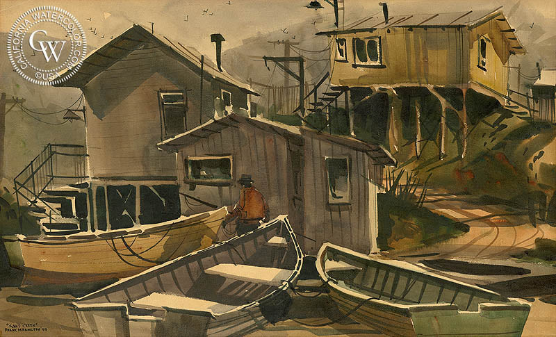 Salt Creek, 1959, watercolor painting by Frank M. Hamilton  (American art). Fine art giclée print reproduction by California Watercolor for wall decor.
